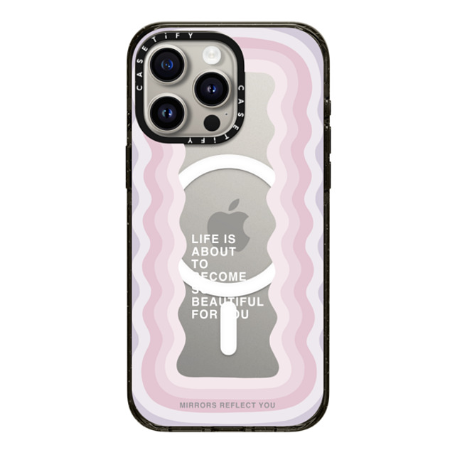 Mirrors Reflect You x CASETiFY iPhone 15 Pro Max ケース ブラック インパクトケース MagSafe対応 life is beautiful