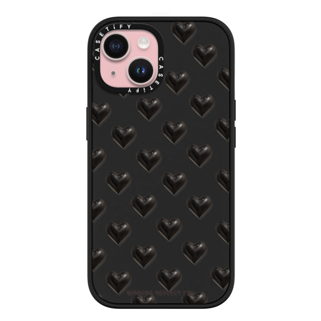 Mirrors Reflect You x CASETiFY iPhone 15 ケース マットブラック インパクトケース MagSafe対応 black hearts