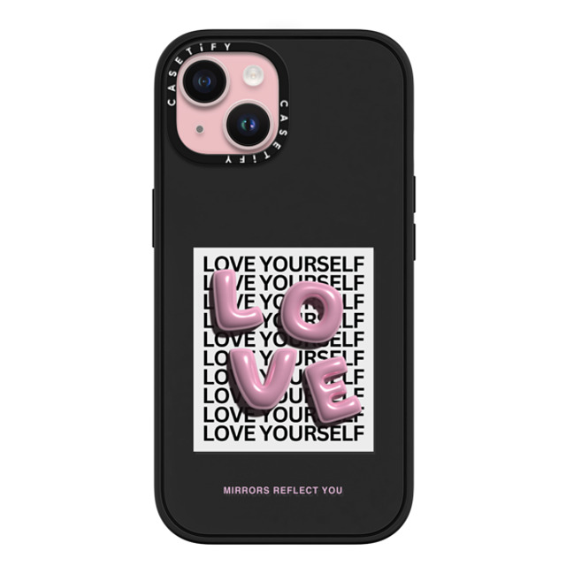 Mirrors Reflect You x CASETiFY iPhone 15 ケース マットブラック インパクトケース MagSafe対応 LOVE