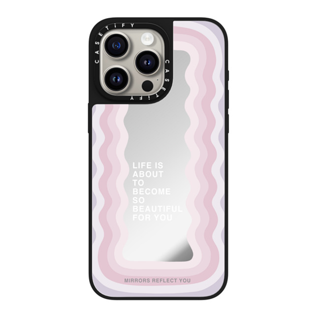 Mirrors Reflect You x CASETiFY iPhone 15 Pro Max ケース Silver on Black ミラーケース MagSafe対応 life is beautiful