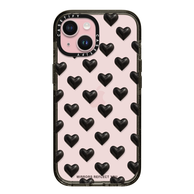 Mirrors Reflect You x CASETiFY iPhone 15 ケース ブラック インパクトケース black hearts