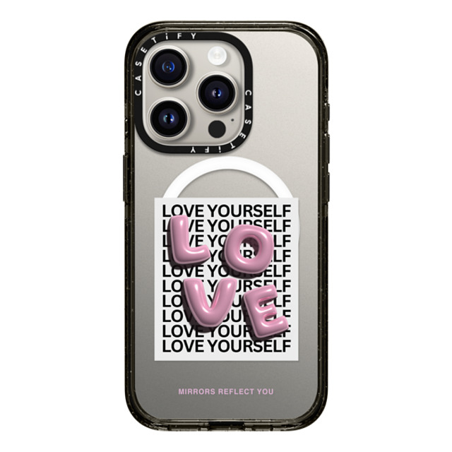 Mirrors Reflect You x CASETiFY iPhone 15 Pro ケース ブラック インパクトケース MagSafe対応 LOVE