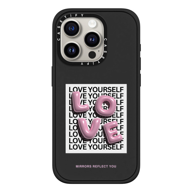 Mirrors Reflect You x CASETiFY iPhone 15 Pro ケース マットブラック インパクトケース MagSafe対応 LOVE