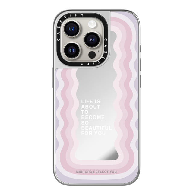 Mirrors Reflect You x CASETiFY iPhone 15 Pro ケース シルバー (シルバーバンパー) ミラーケース MagSafe対応 life is beautiful