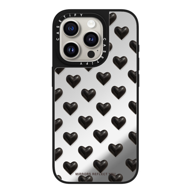 Mirrors Reflect You x CASETiFY iPhone 15 Pro Case Silver on Black ミラーケース MagSafe対応 black hearts Mirrors Reflect You x CASETiFY iPhone 15 Pro Case Silver on Black ミラーケース MagSafe対応 black hearts