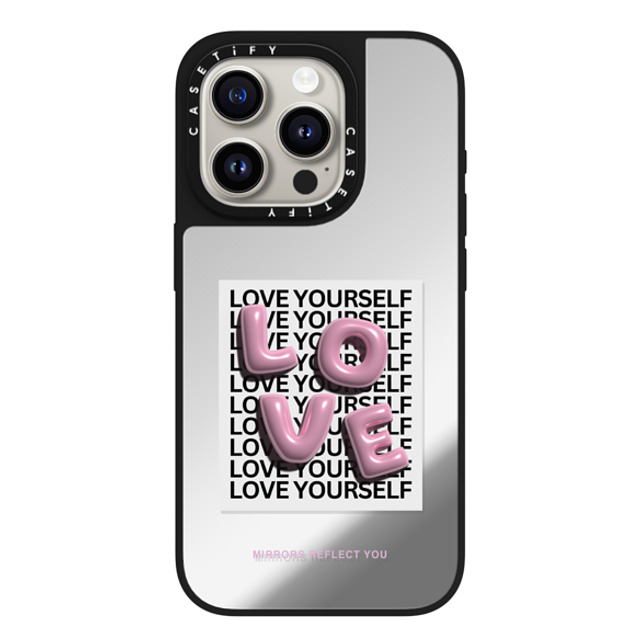 Mirrors Reflect You x CASETiFY iPhone 15 Pro Case Silver on Black ミラーケース MagSafe対応 LOVE Mirrors Reflect You x CASETiFY iPhone 15 Pro Case Silver on Black ミラーケース MagSafe対応 LOVE