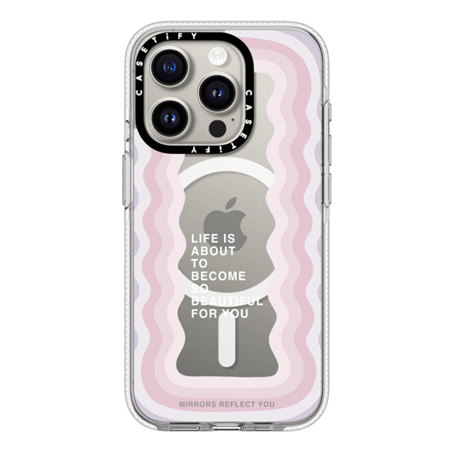 Mirrors Reflect You x CASETiFY iPhone 15 Pro ケース クリア クリア ケース MagSafe対応 life is beautiful