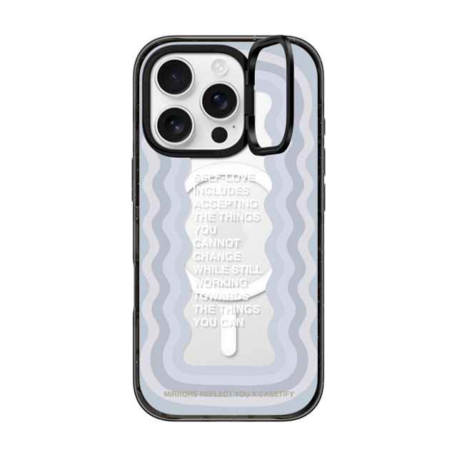 Mirrors Reflect You x CASETiFY iPhone 16 Pro ケース ブラック インパクトリングスタンドケース MagSafe対応 Self-Love