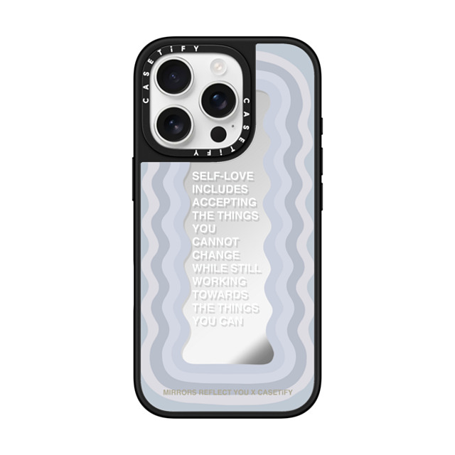 Mirrors Reflect You x CASETiFY iPhone 16 Pro ケース Silver on Black ミラーケース MagSafe対応 Self-Love