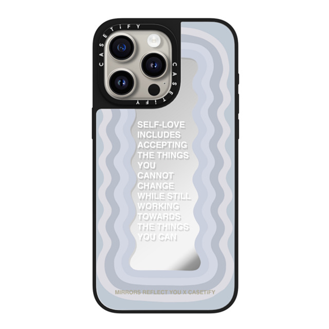 Mirrors Reflect You x CASETiFY iPhone 15 Pro Max ケース Silver on Black ミラーケース MagSafe対応 Self-Love