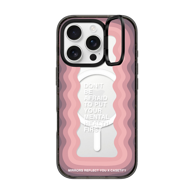 Mirrors Reflect You x CASETiFY iPhone 16 Pro ケース ブラック インパクトリングスタンドケース MagSafe対応 Don't Be Afraid