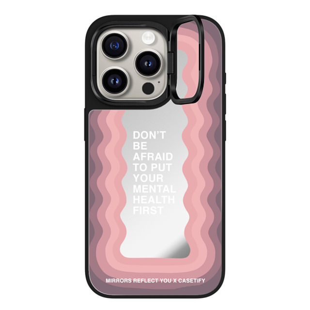 Mirrors Reflect You x CASETiFY iPhone 15 Pro ケース Silver on Black ミラー リングスタンドケース MagSafe対応 Don't Be Afraid