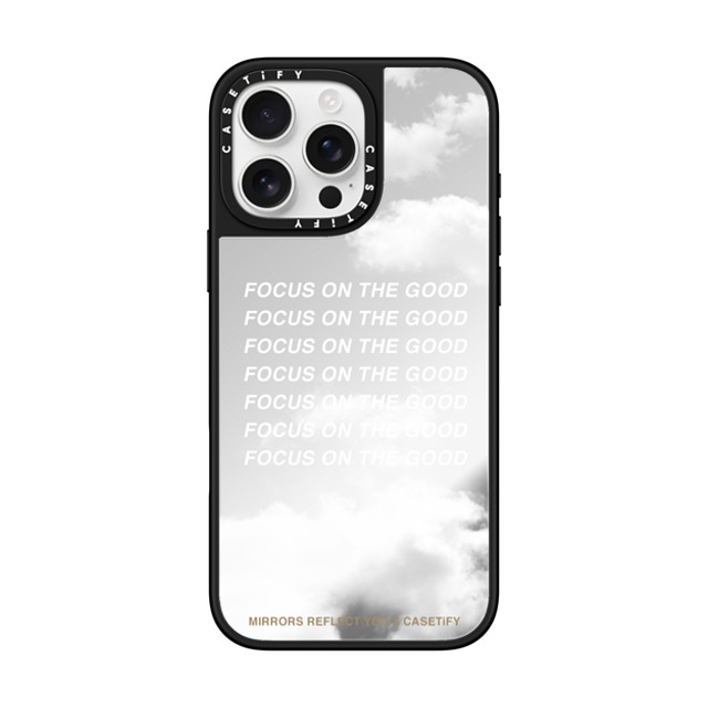 Mirrors Reflect You x CASETiFY iPhone 16 Pro Max ケース Silver on Black ミラーケース MagSafe対応 Focus On The Good