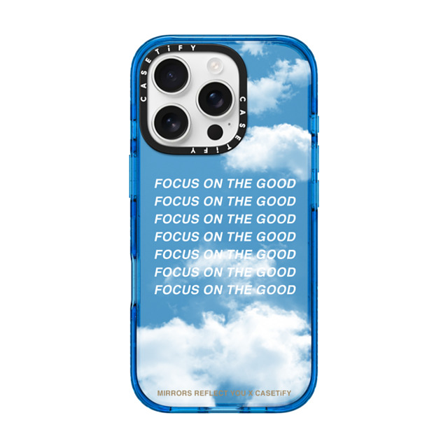 Mirrors Reflect You x CASETiFY iPhone 16 Pro ケース スカイブルー インパクトケース Focus On The Good