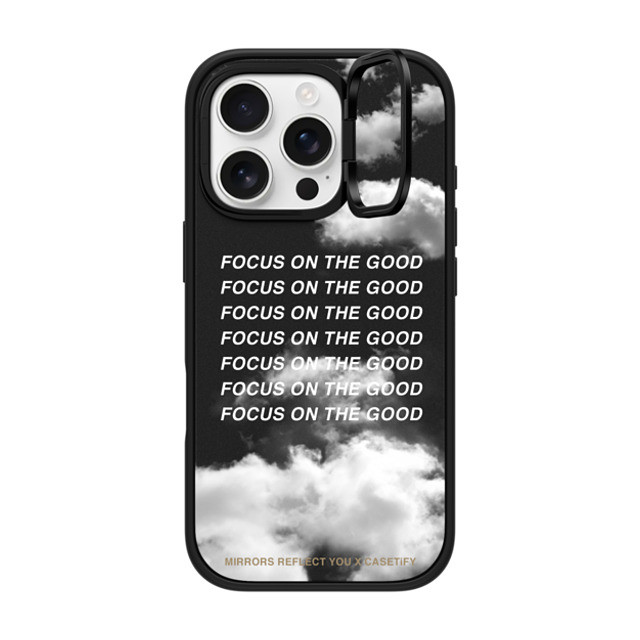 Mirrors Reflect You x CASETiFY iPhone 16 Pro ケース マットブラック インパクトリングスタンドケース MagSafe対応 Focus On The Good