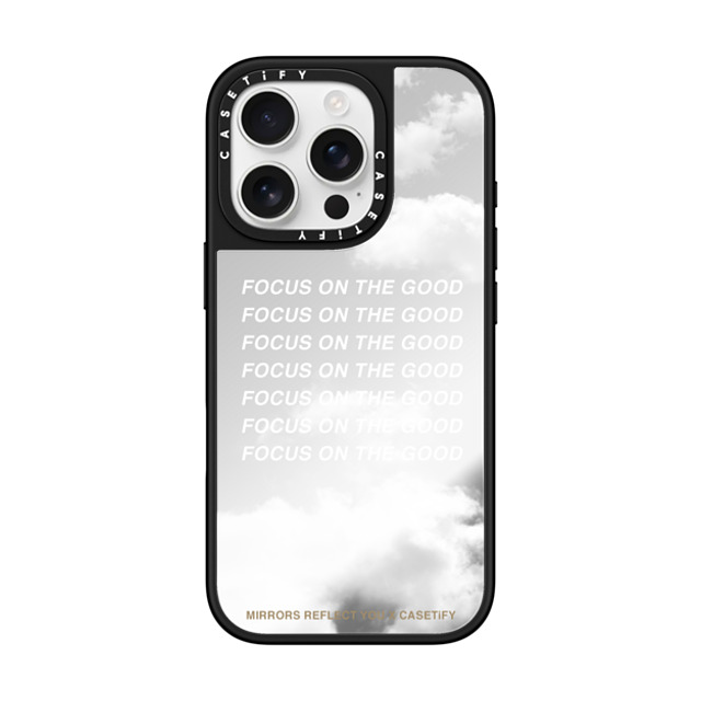 Mirrors Reflect You x CASETiFY iPhone 16 Pro ケース Silver on Black ミラーケース MagSafe対応 Focus On The Good