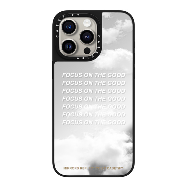 Mirrors Reflect You x CASETiFY iPhone 15 Pro Max ケース Silver on Black ミラーケース MagSafe対応 Focus On The Good