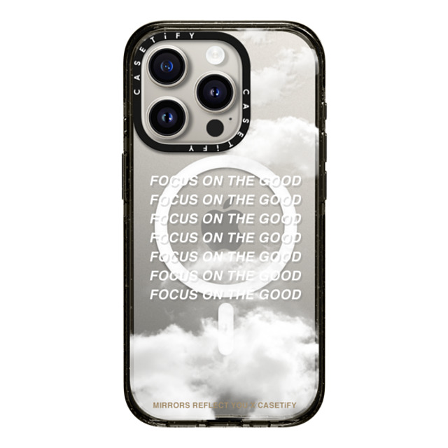 Mirrors Reflect You x CASETiFY iPhone 15 Pro ケース ブラック インパクトケース MagSafe対応 Focus On The Good