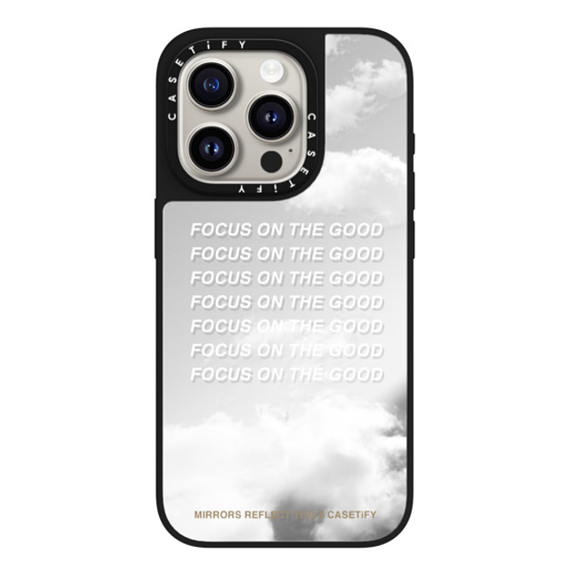 Mirrors Reflect You x CASETiFY iPhone 15 Pro Case Silver on Black ミラーケース MagSafe対応 Focus On The Good Mirrors Reflect You x CASETiFY iPhone 15 Pro Case Silver on Black ミラーケース MagSafe対応 Focus On The Good