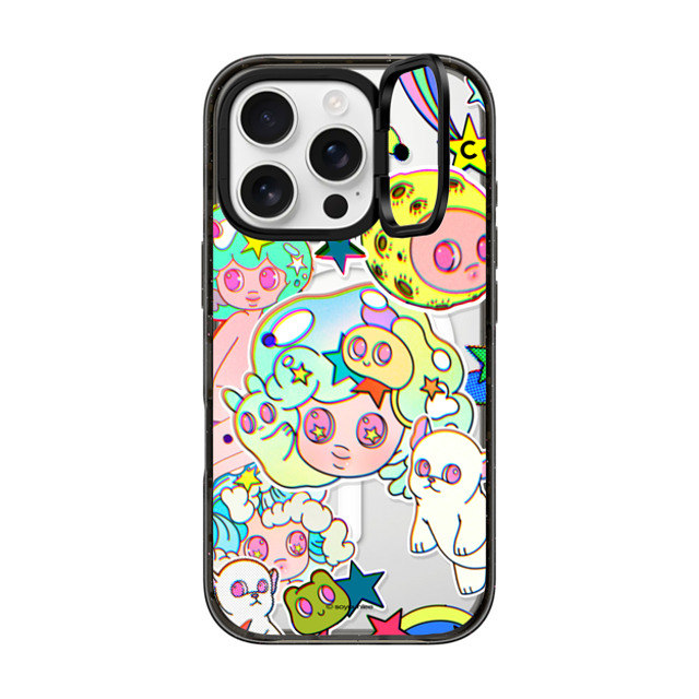 So Youn Lee x CASETiFY iPhone 16 Pro ケース ブラック インパクトリングスタンドケース MagSafe対応 Retro Future