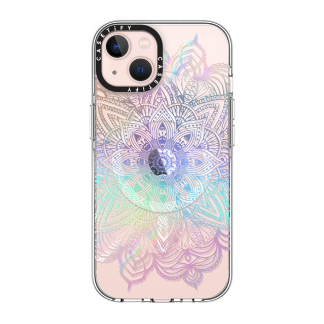 CASETiFY iPhone 13 ケース クリア クリア ケース MagSafe対応 Boho,Floral Rainbow Holographic Mandala Lace Explosion