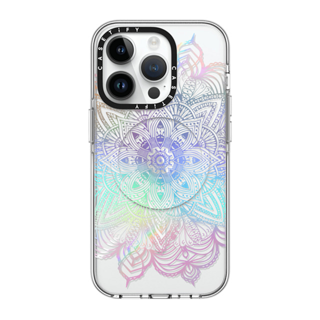 CASETiFY iPhone 14 Pro ケース クリア クリア ケース MagSafe対応 Boho,Floral Rainbow Holographic Mandala Lace Explosion