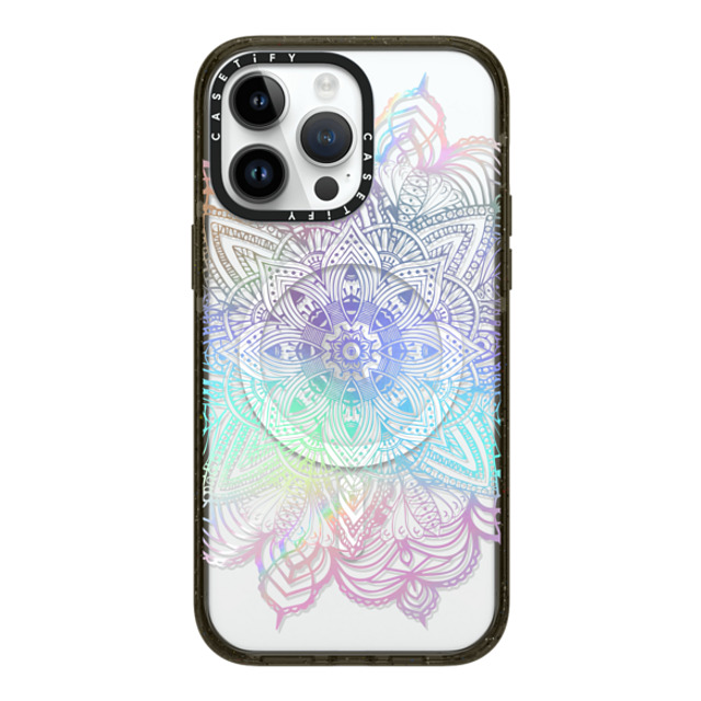 CASETiFY iPhone 14 Pro Max ケース ブラック インパクトケース MagSafe対応 Boho,Floral Rainbow Holographic Mandala Lace Explosion