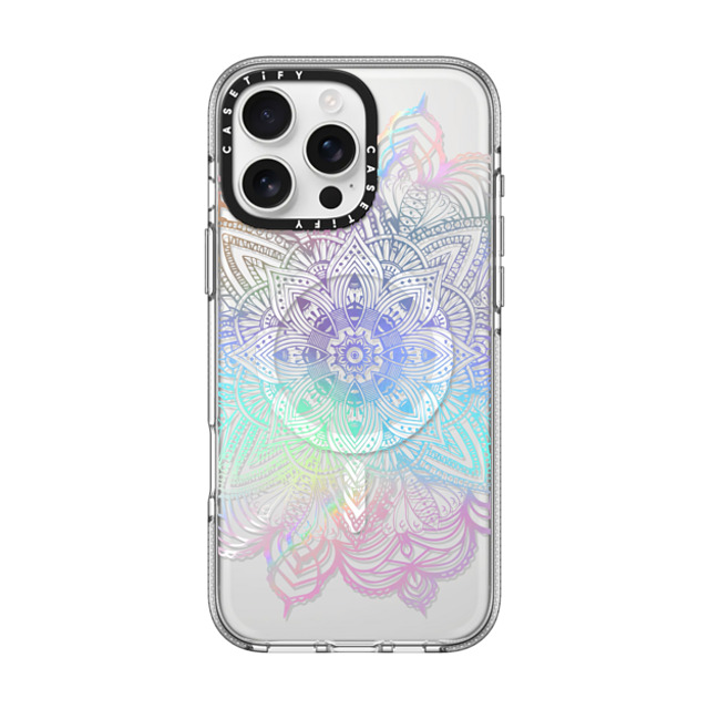 CASETiFY iPhone 16 Pro Max ケース クリア クリア ケース MagSafe対応 Boho,Floral Rainbow Holographic Mandala Lace Explosion