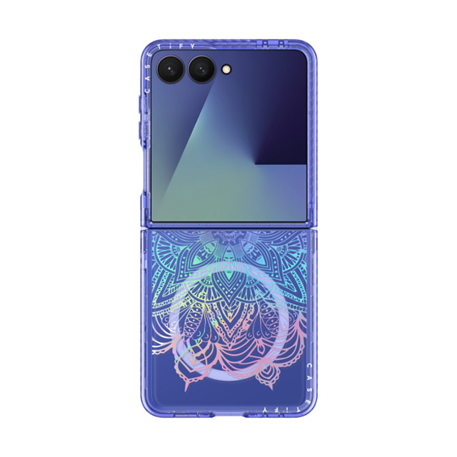 CASETiFY Galaxy Z Flip7 P[X Glacier Blue Impact Magnetic Case Floral,Boho Floral,Boho Rainbow Holographic Mandala Lace Explosion