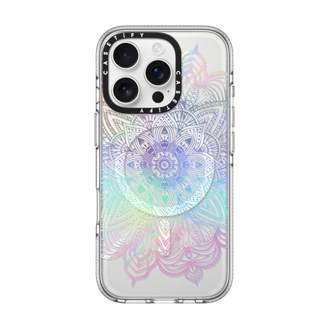 CASETiFY iPhone 16 Pro ケース クリア クリア ケース MagSafe対応 Boho,Floral Rainbow Holographic Mandala Lace Explosion