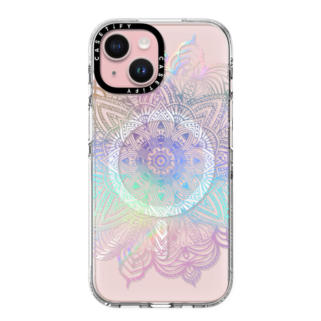 CASETiFY iPhone 15 ケース クリア クリア ケース MagSafe対応 Boho,Floral Rainbow Holographic Mandala Lace Explosion