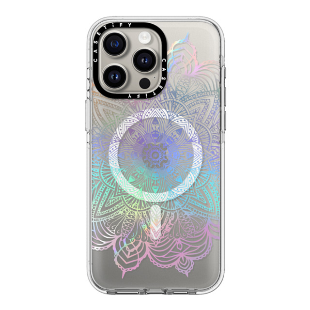 CASETiFY iPhone 15 Pro Max ケース クリア クリア ケース MagSafe対応 Boho,Floral Rainbow Holographic Mandala Lace Explosion