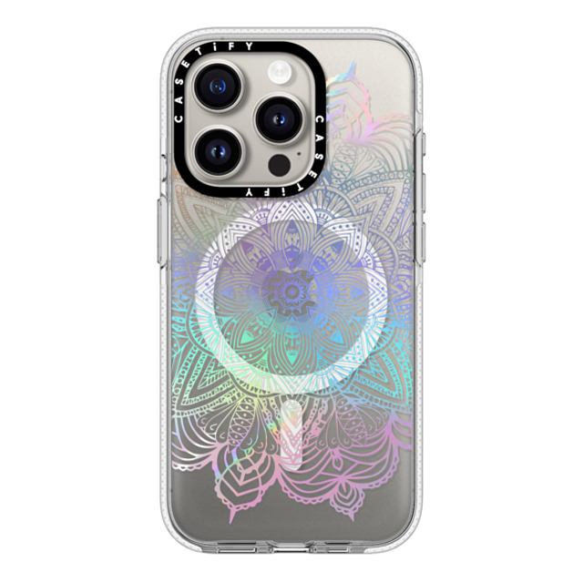 CASETiFY iPhone 15 Pro ケース クリア クリア ケース MagSafe対応 Boho,Floral Rainbow Holographic Mandala Lace Explosion