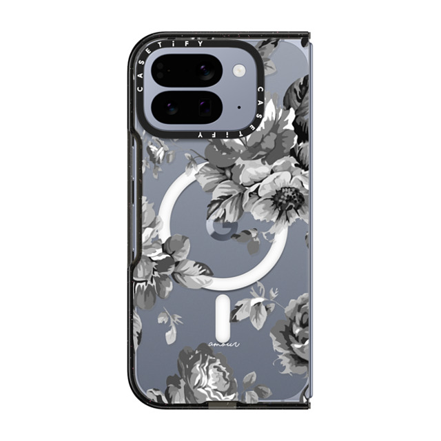 CASETiFY Pixel 10 Pro Fold ケース ブラック Impact Magnetic Case Floral フローラル Black Floral Amour iPhone 7 Monochrome Flowers