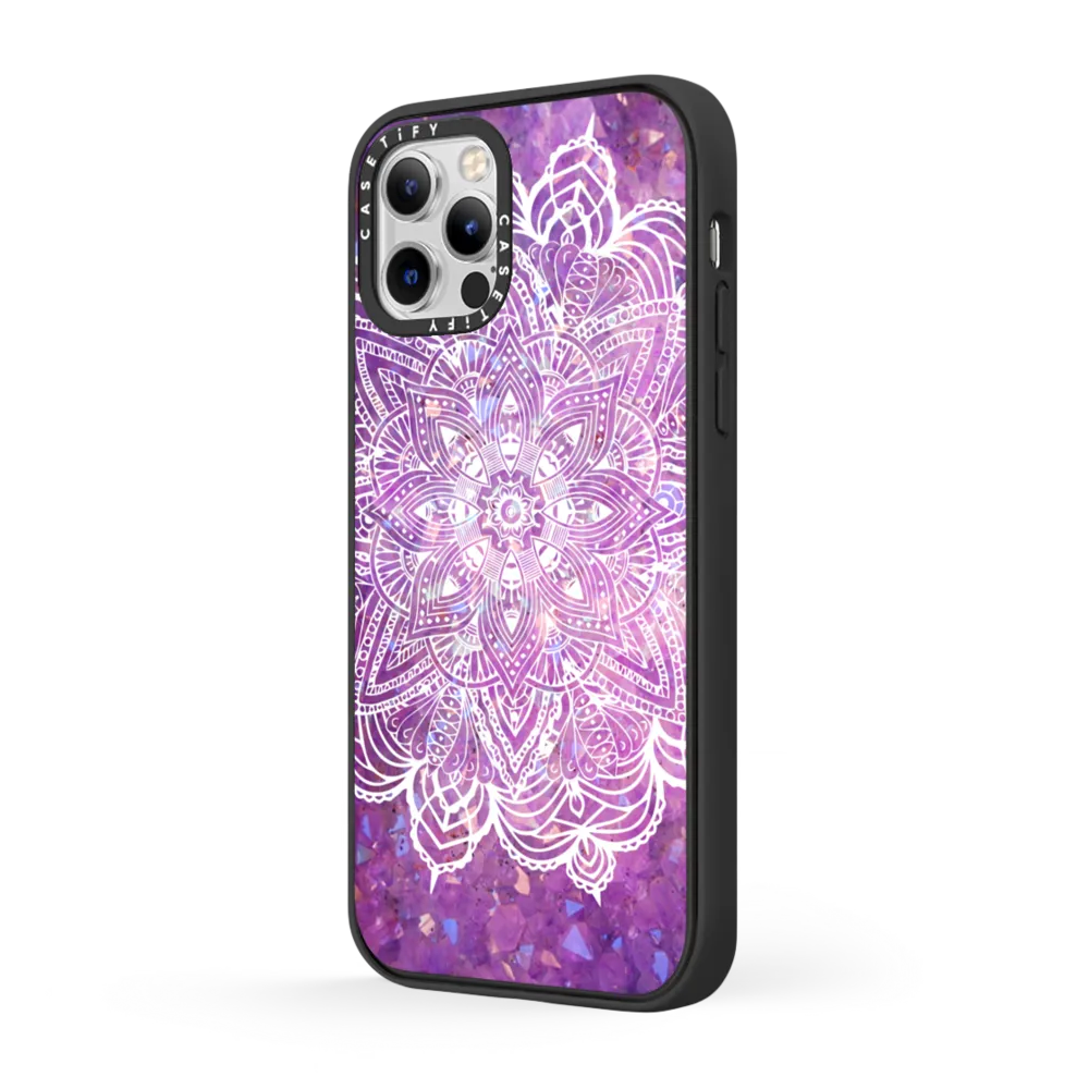 Impact iPhone 12 Pro Max Case MagSafe Compatible - Purple Galaxy Mandala Lace Explosion
