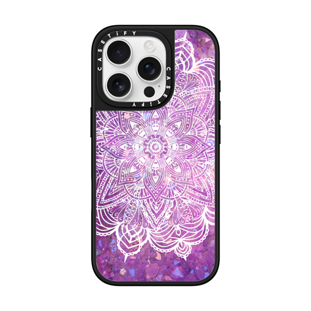 CASETiFY iPhone 16 Pro ケース Silver on Black ミラーケース MagSafe対応 Purple Galaxy Mandala Lace Explosion mandalamaze Father's Day CASETiFY iPhone 16 Pro ケース Silver on Black ミラーケース MagSafe対応 Purple Galaxy Mandala Lace Explosion mandalamaze Father's Day