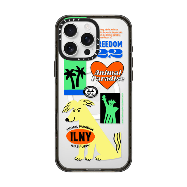 HAWAIIANSALAD x CASETiFY iPhone 16 Pro Max ケース Sticker,Dog ブラック インパクトケース MagSafe対応 Animal Paradise no.5 puppy Father's Day HAWAIIANSALAD x CASETiFY iPhone 16 Pro Max ケース Sticker,Dog ブラック インパクトケース MagSafe対応 Animal Paradise no.5 puppy Father's Day