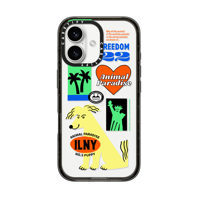 HAWAIIANSALAD x CASETiFY iPhone 16 ケース Sticker,Dog ブラック インパクトケース Animal Paradise no.5 puppy Father's Day HAWAIIANSALAD x CASETiFY iPhone 16 ケース Sticker,Dog ブラック インパクトケース Animal Paradise no.5 puppy Father's Day