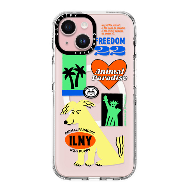 HAWAIIANSALAD x CASETiFY iPhone 15 ケース Sticker,Dog クリア クリア ケース MagSafe対応 Animal Paradise no.5 puppy Father's Day HAWAIIANSALAD x CASETiFY iPhone 15 ケース Sticker,Dog クリア クリア ケース MagSafe対応 Animal Paradise no.5 puppy Father's Day