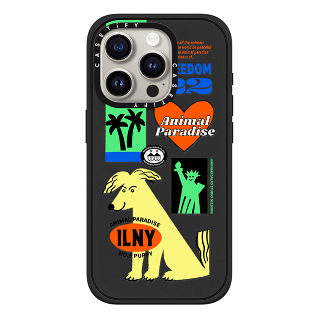 HAWAIIANSALAD x CASETiFY iPhone 15 Pro ケース Sticker,Dog マットブラック インパクトケース MagSafe対応 Animal Paradise no.5 puppy Back to School HAWAIIANSALAD x CASETiFY iPhone 15 Pro ケース Sticker,Dog マットブラック インパクトケース MagSafe対応 Animal Paradise no.5 puppy Back to School