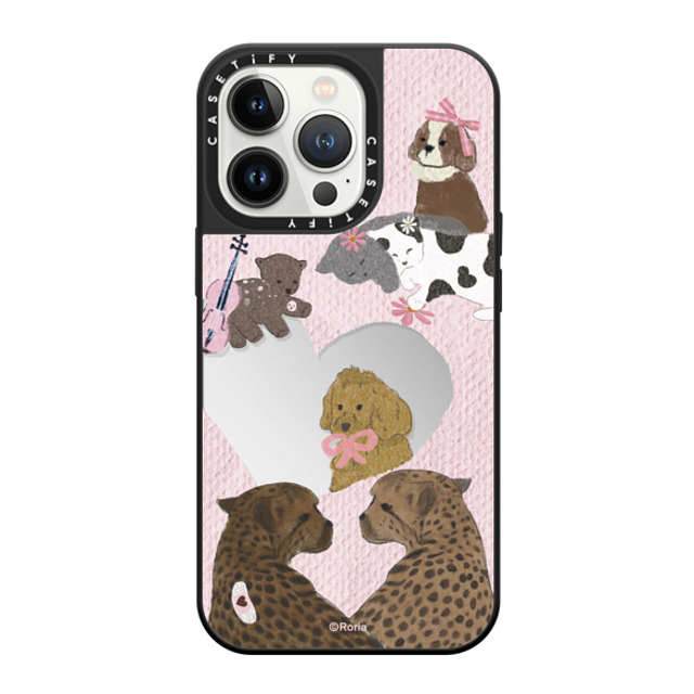 CASETiFY iPhone 13 Pro ケース Silver on Black ミラーケース MagSafe対応 Cheetah with Cat roria li