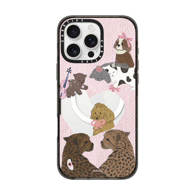CASETiFY iPhone 16 Pro Max ケース ブラック インパクトケース MagSafe対応 Cheetah with Cat roria li