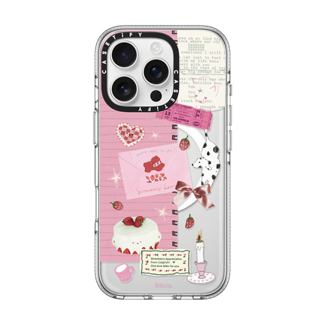 CASETiFY iPhone 16 Pro ケース クリア クリア ケース MagSafe対応 Strawberry Love roria li