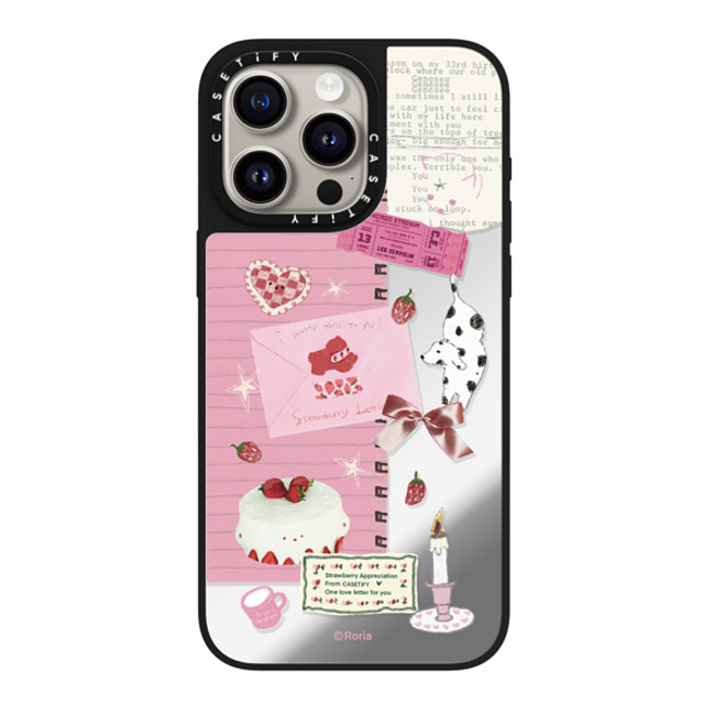 CASETiFY iPhone 15 Pro Max ケース Silver on Black ミラーケース MagSafe対応 Strawberry Love roria li