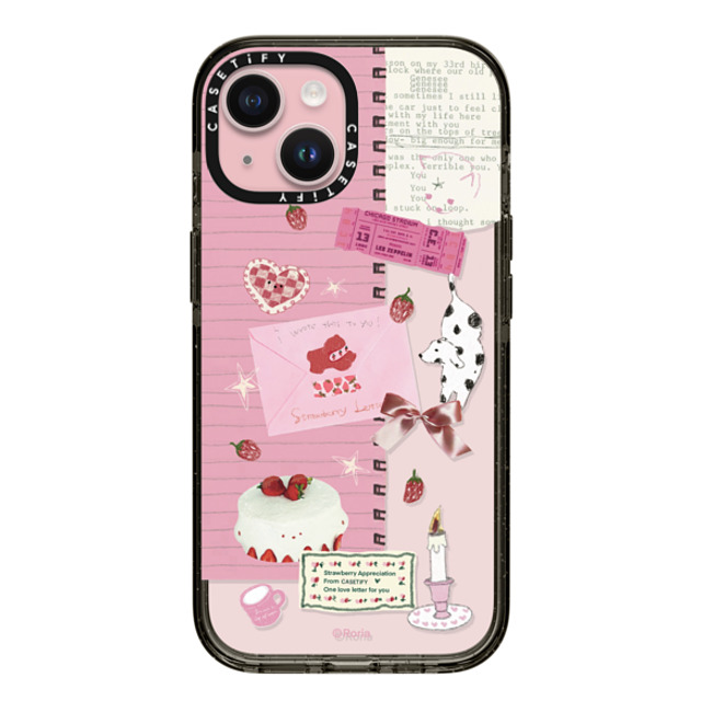 CASETiFY iPhone 15 ケース ブラック インパクトケース Strawberry Love roria li