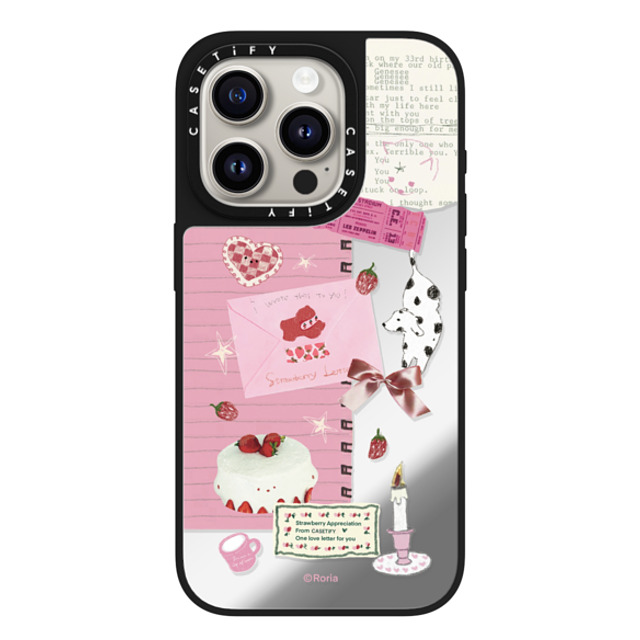 CASETiFY iPhone 15 Pro Case Silver on Black ミラーケース MagSafe対応 Strawberry Love roria li CASETiFY iPhone 15 Pro Case Silver on Black ミラーケース MagSafe対応 Strawberry Love roria li