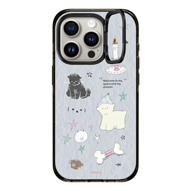 CASETiFY iPhone 15 Pro ケース ブラック インパクトリングスタンドケース MagSafe対応 Welcome to My Space roria li
