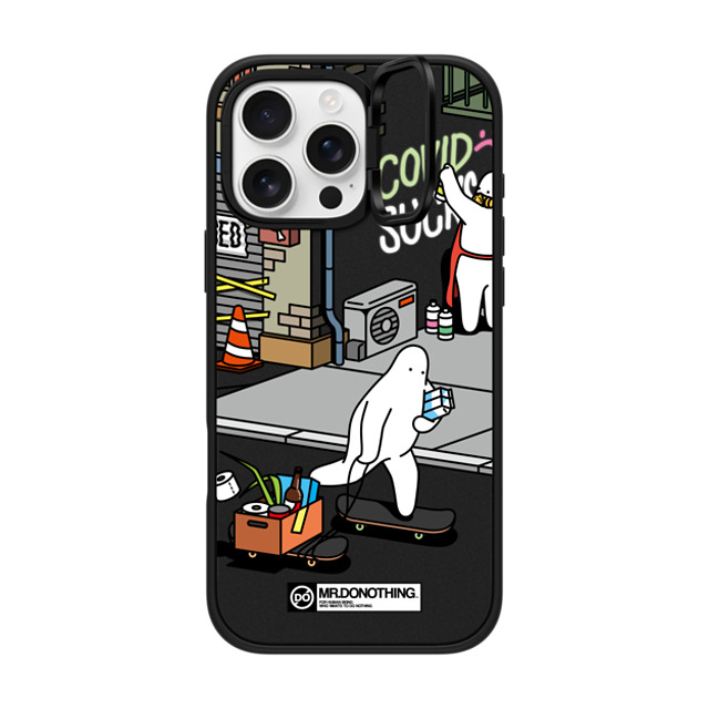 Mr. Donothing x CASETiFY iPhone 16 Pro Max ケース マットブラック インパクトリングスタンドケース MagSafe対応 MR. DONOTHING-SHOPPING