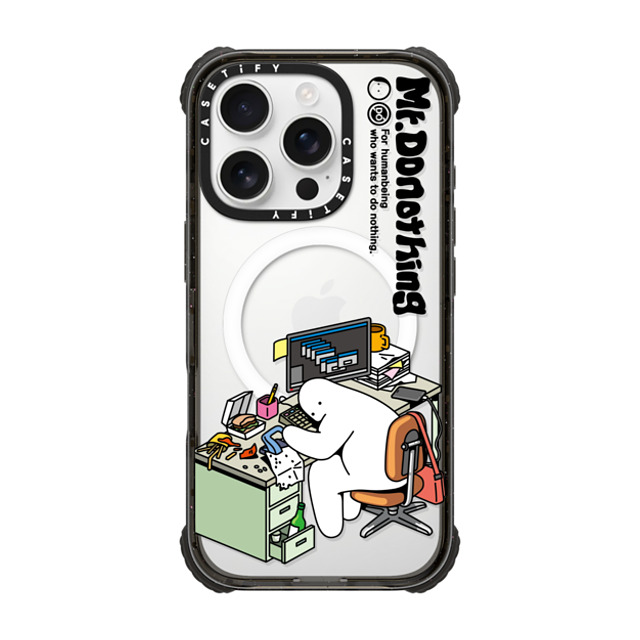 Mr. Donothing x CASETiFY iPhone 16 Pro ケース ブラック ウルトラ インパクトケース MagSafe 対応 Work hour (Transparent) Father's Day Mr. Donothing x CASETiFY iPhone 16 Pro ケース ブラック ウルトラ インパクトケース MagSafe 対応 Work hour (Transparent) Father's Day