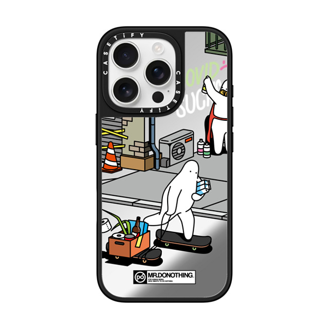 Mr. Donothing x CASETiFY iPhone 16 Pro ケース Silver on Black ミラーケース MagSafe対応 MR. DONOTHING-SHOPPING